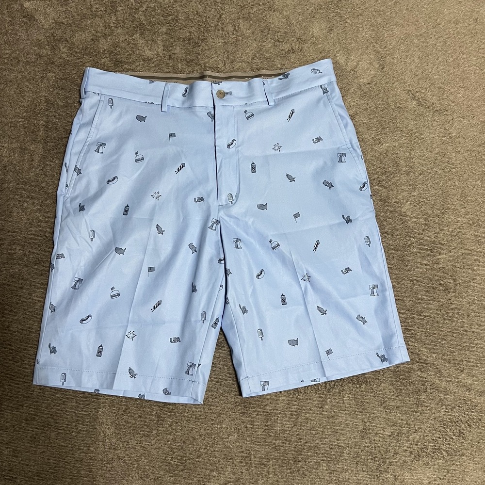 Walter Hagen Performance 11 Men's Golf Shorts Light Blue All Over Print Size 35
